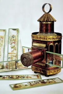 Magic Lantern History Prints: The magic lantern : invented in 18th century, here a 19th century model