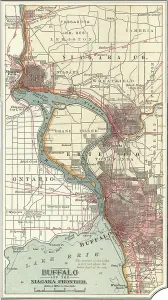 Navigational Equipment Illustration Prints: Map of Buffalo and the Niagara Frontier, c.1900 (engraving)