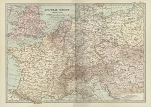 Cartography Artwork Prints: Map of Central Europe, c.1900 (engraving)