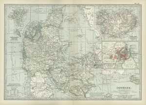 Map of Denmark, c.1900 Print (Engraving)