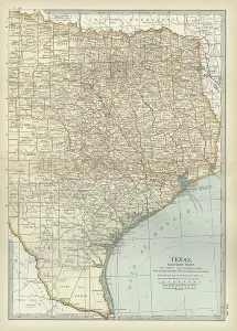 Navigational Equipment Illustration Prints: Map of eastern Texas, c.1900 (engraving)