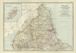 United Kingdom Geography Prints: Map of England, c.1900 (engraving)