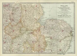 English County Maps Prints: Map of England, c.1900 (engraving)
