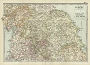 Great Britain Geography Prints: Map of England, c.1900 (engraving)