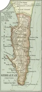 Mediterranean Sea Maps Prints: Map of Gibraltar, c.1900 (engraving)