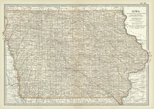 Physical Geography Illustrations Prints: Map of Iowa, c.1900 (engraving)