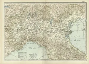 Mediterranean Sea Coastline Map Prints: Map of Italy, c.1900 (engraving)