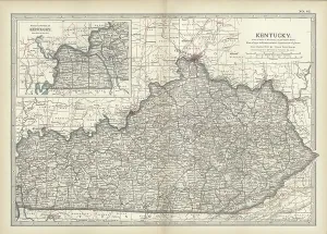 Navigational Equipment Art Prints: Map of Kentucky, c.1900 (engraving)