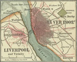 British Cartography History Prints: Map of Liverpool, c.1900 (engraving)