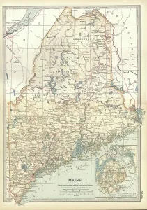 Navigational Equipment Art Prints: Map of Maine, c.1900 (engraving)