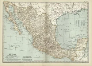 Print of Mexico Map, c.1900 Engraving