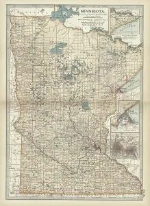 Antique Navigational Equipment Images Prints: Map of Minnesota, c.1900 (engraving)