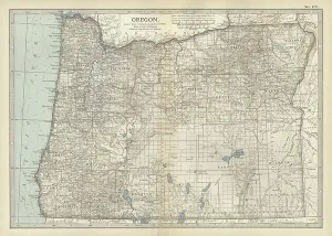Physical Geography Maps USA Prints: Map of Oregon, c.1900 (engraving)