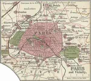 White Background Illustrations Prints: Map of Paris, c.1900 (engraving)