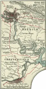 Map of Richmond, c.1900 (engraving) Print