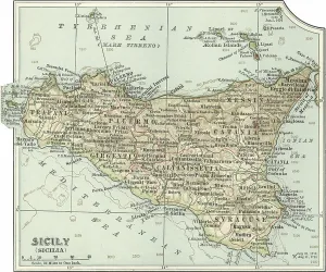 European Physical Geography Prints: Map of Sicily, c.1900 (engraving)