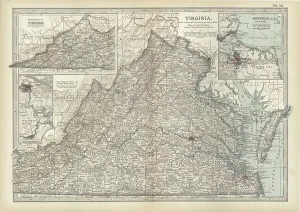 Map of Virginia Print, c.1900 (engraving)