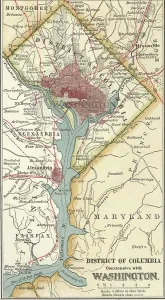 Old City Maps USA Prints: Map of Washington DC, c.1900 (engraving)