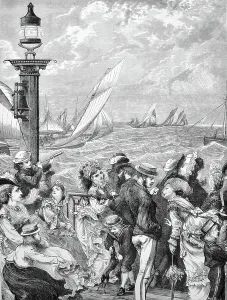 United Kingdom Coastal Scenery Prints: On the Pier at Ryde, 1870