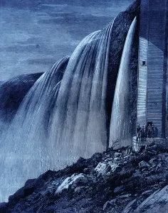 Waterfall Landscape Art Prints: A portion of Horseshoe Fall, 1860 (engraving)