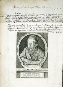 Ancient Greek Mathematician Prints: Portrait of the mathematician Euclide, 18th century (engraving)