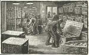 19th Century Print: Sacking Hampers with Parcels
