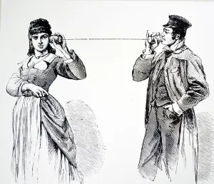 European Physics History Prints: String Telephone, 1878