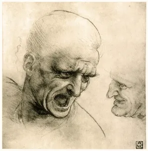 Italian Renaissance Art Study Prints: Study for a warriors head, 1504-1505 (drawing)
