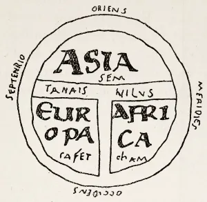 Ancient World Maps Prints: A T-map, 13th century