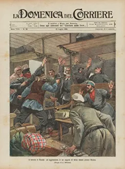 Terror in Russia, an attack in a third-class wagon near Moscow (colour litho) Terror in Russia, an attack in a third-class wagon near Moscow (colour litho)