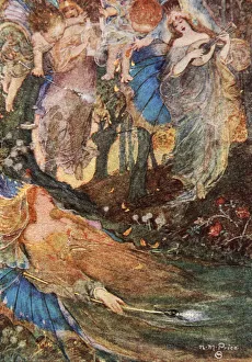 Titania sleeps, Midsummer Nights Dream, Act II Scene 2, illustration from Tales from Shakespeare by Charles Titania sleeps, Midsummer Nights Dream, Act II Scene 2, illustration from Tales from Shakespeare by Charles