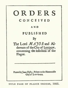 Title page of Plague Orders, 1665 (engraving) Title page of Plague Orders, 1665 (engraving)