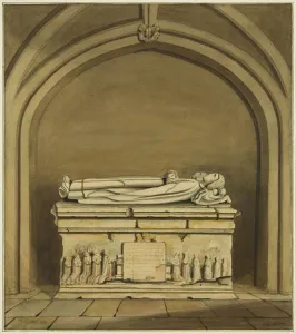 Tomb of Thomas Rowley and his wife in the crypt of St John's Church (w/c on paper) Tomb of Thomas Rowley and his wife in the crypt of St John's Church (w/c on paper)