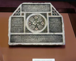 Tombstone with inscriptions in four languages (stone) Tombstone with inscriptions in four languages (stone)