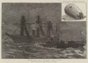 Torpedo Boat No 78 attacking HMS Active (engraving) Torpedo Boat No 78 attacking HMS Active (engraving)