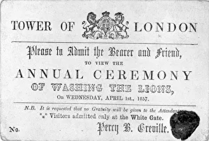 Tower of London Ticket, 1857 (engraving) Tower of London Ticket, 1857 (engraving)