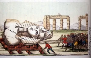 Transportation of the bust of Memnon on the banks of the Nile by Belzoni Transportation of the bust of Memnon on the banks of the Nile by Belzoni