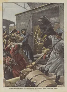 A Traveler Like No Other In The Trunk Of A Train Arriving At Moscow Station (colour Litho) A Traveler Like No Other In The Trunk Of A Train Arriving At Moscow Station (colour Litho)