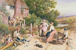 Travelling Chair Mender and Pedlar with baskets near Witley, Surrey Travelling Chair Mender and Pedlar with baskets near Witley, Surrey