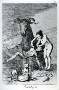 Trials, plate 60 of Los caprichos, 1799 (etching) Trials, plate 60 of Los caprichos, 1799 (etching)