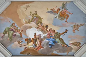 Triumph of Glory announced by Fame standing among the Cardinal Virtues, 1743 (fresco) Triumph of Glory announced by Fame standing among the Cardinal Virtues, 1743 (fresco)