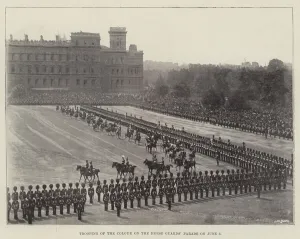 Trooping of the Colour on the Horse Guards Parade on 3 June (engraving) Trooping of the Colour on the Horse Guards Parade on 3 June (engraving)