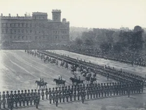Trooping of the Colours on the Horse Guards Parade, on 3 June (b/w photo) Trooping of the Colours on the Horse Guards Parade, on 3 June (b/w photo)