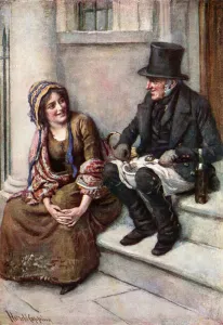 Trotty Veck and his daughter Meg (colour litho) Trotty Veck and his daughter Meg (colour litho)