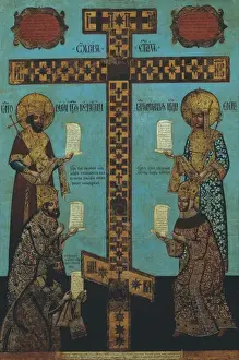 The True Cross from the Kiy Island, russian icon, 1787 (tempera on panel) The True Cross from the Kiy Island, russian icon, 1787 (tempera on panel)