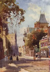 Trumpington Street from Peterhouse (colour litho) Trumpington Street from Peterhouse (colour litho)