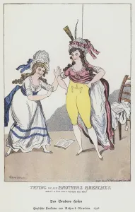 Trying on My Brother's Breeches, 1796 (colour litho) Trying on My Brother's Breeches, 1796 (colour litho)