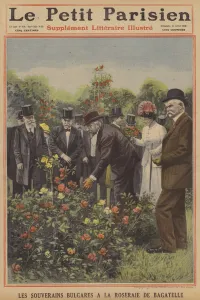 Tsar Ferdinand I and Tsaritsa Eleonore of Bulgaria visiting the rose garden in the Parc Tsar Ferdinand I and Tsaritsa Eleonore of Bulgaria visiting the rose garden in the Parc