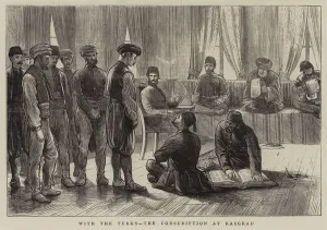 With the Turks, the Conscription at Rasgrad (engraving) With the Turks, the Conscription at Rasgrad (engraving)