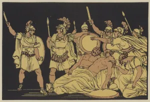 Turnus over the bodies of Almo and Galaesus (colour litho) Turnus over the bodies of Almo and Galaesus (colour litho)